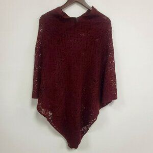 Britts Knits Womens Open Knit Fairy Grunge Poncho One Size Red Beach Vacation